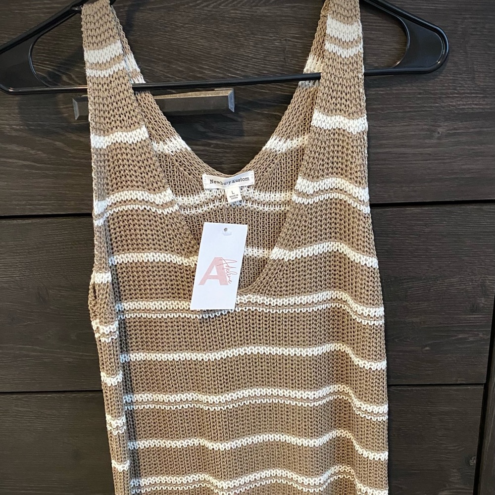 Brown and white knit tank